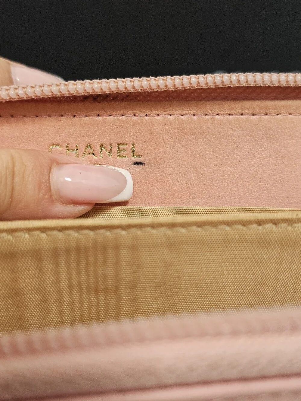 Authentic Vintage Chanel Pink Caviar Leather Zip-Around Wallet